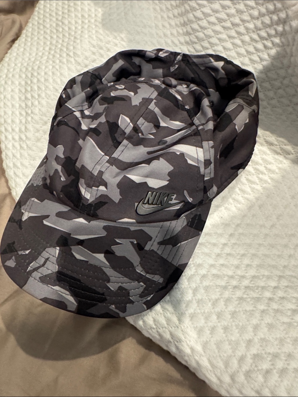 Nike Black and Gray Camo Cap